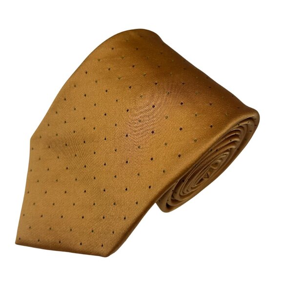 Gladson Men's Italy 100% Silk Gold Polka Dot Necktie Tie - Picture 1 of 8